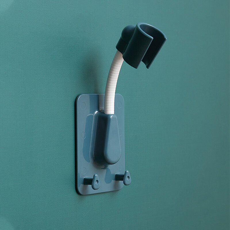 Soporte de cabezal de ducha de plástico de 360 ° con 2 ganchos, montaje en pared ajustable, autoadhesivo, suministros de baño