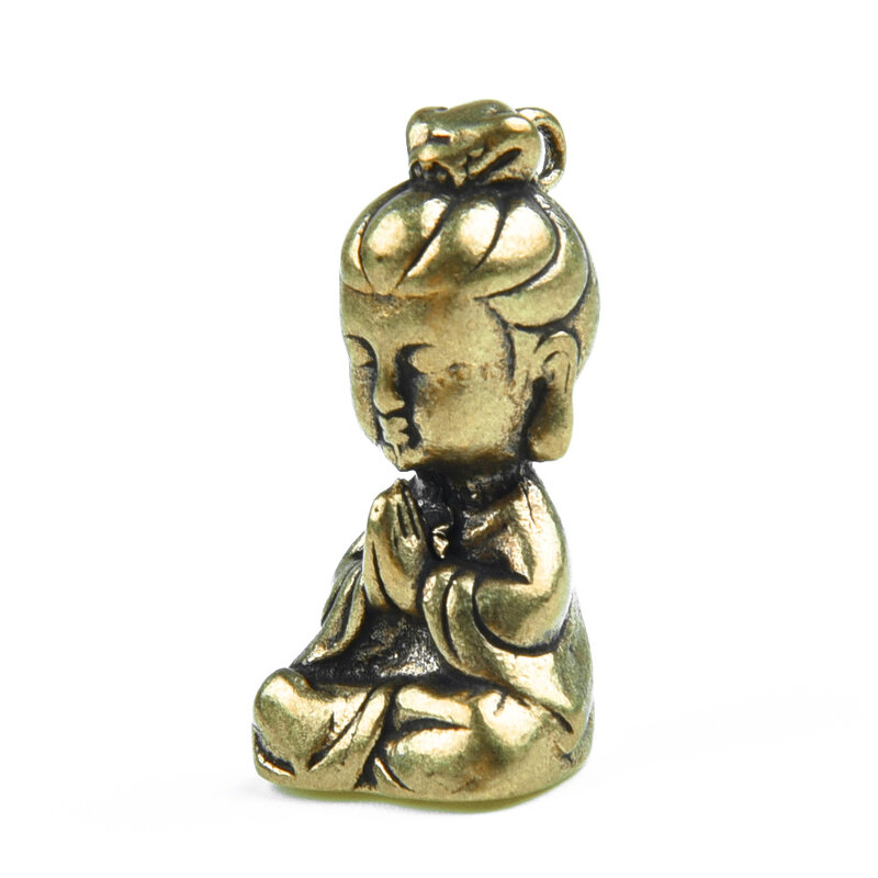Miniestatua de latón macizo de Buda Guanyin, 1 piezas, estatua pequeña, escultura en miniatura, para el hogar Decoración de mesa, artesanías