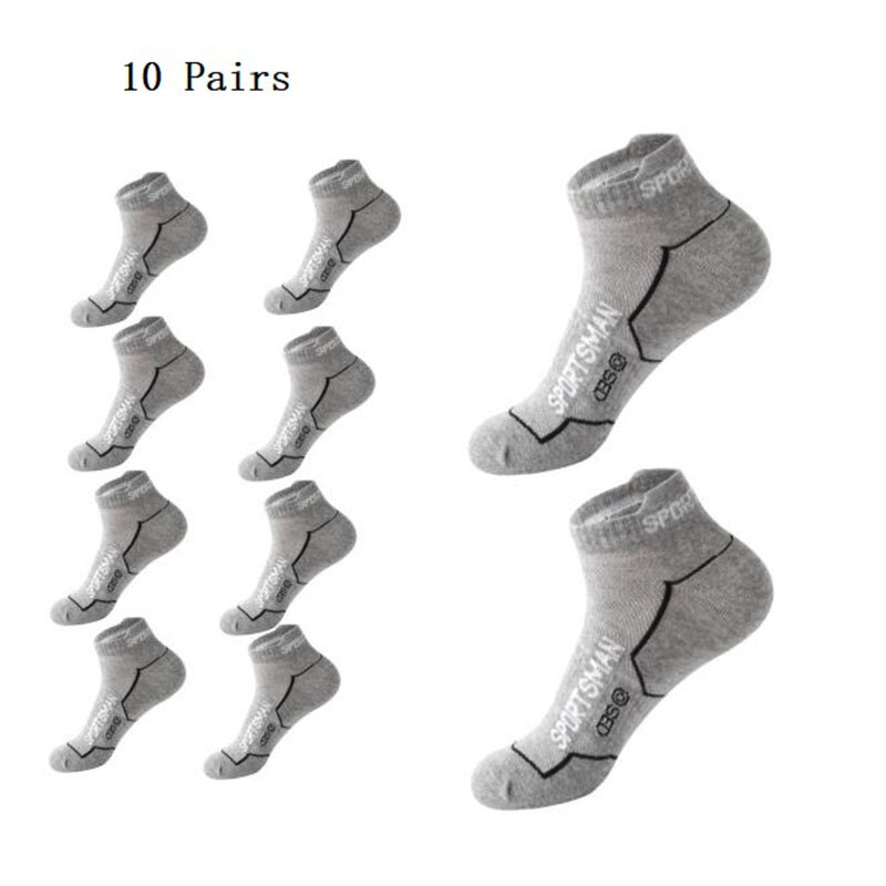 Meias de algodão respirável masculinas, meias esportivas casuais, corte fino curto, malha, verão, alta qualidade, 1 par, 10 pares