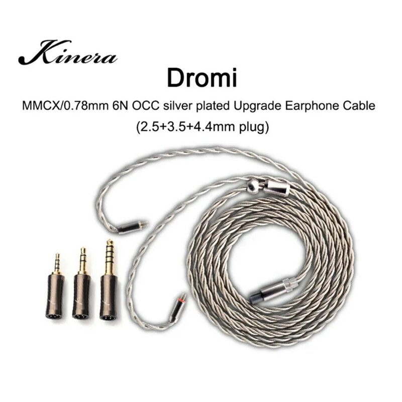 Kinera Dromi-Fone de ouvido Modular Upgrade Cabo, Prata Plated, 6N OCC Wire, MMCX Connector, 3 em 1, 2.5mm, 3.5mm, 4.4mm, MMCX