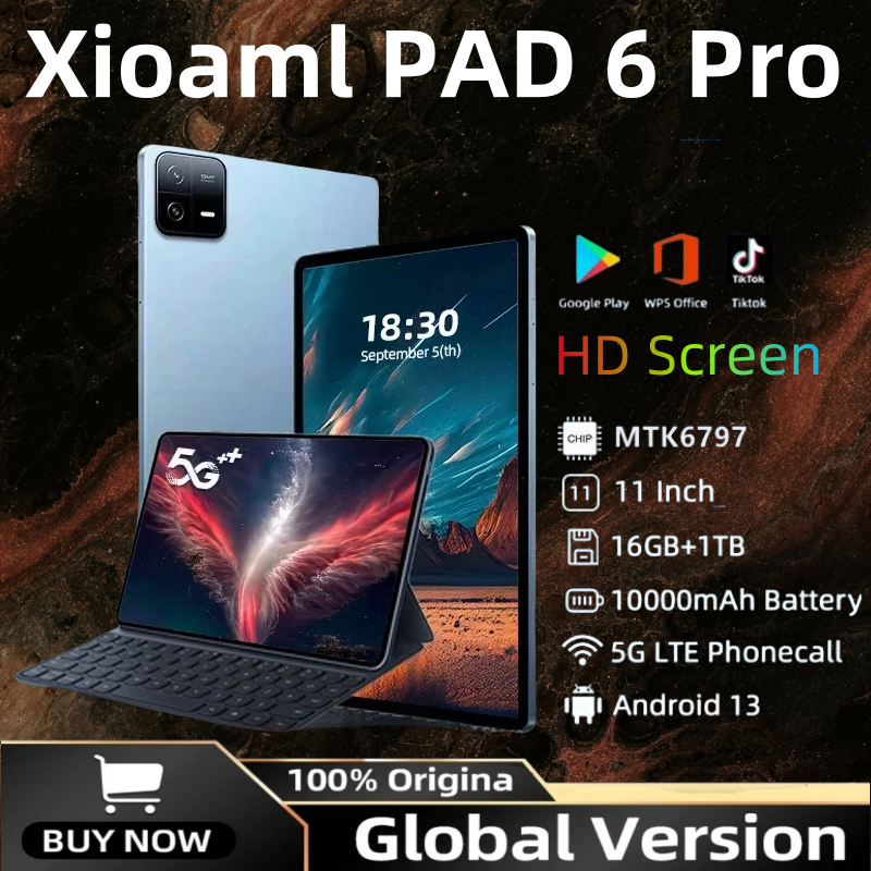 Pad 6 PRO Android 13 Tablet, 16GB + 1T, 11 Polegada, 4K MTK6797, 10000mAh, 5G, Dual SIM, Chamada Telefônica, GPS, WPS, WiFi, Novo, original, 2022