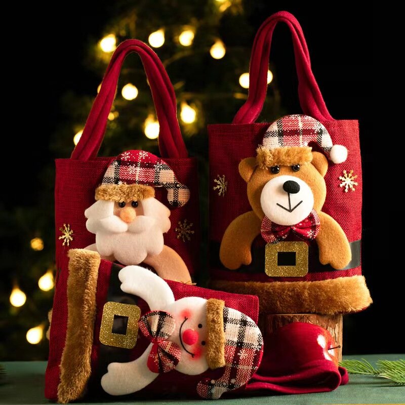 Tas tote anak-anak, tas tote anak-anak, tas hadiah permen kreatif, malam Natal, tas Apple