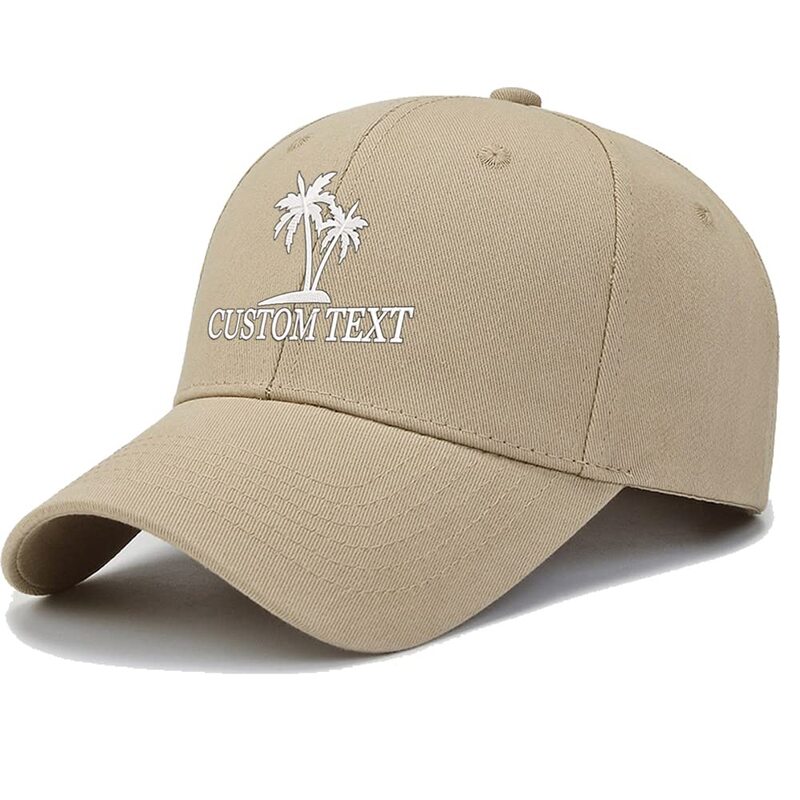 코코넛 나무 커스텀 팀 자수 모자, 남성 여성 야구 모자, 야외 모래 패션