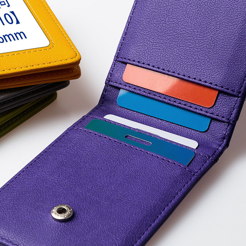 Multi-function Genuine Leather Multi-card ID Name Card Holder Badge Case Package Bank Work BusTraffic Card Set Staff Lanyard