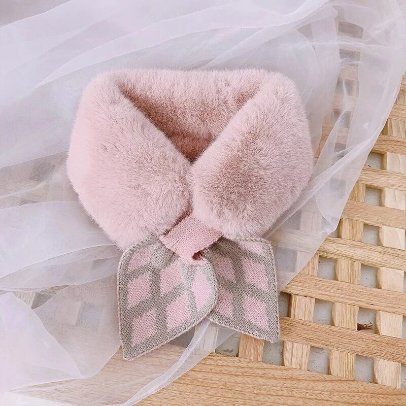 Breathable Korea Kids Scarf Plush Windproof Shawls Fur Collar Soft and Skin Friendly Warm Thicken Soft Plush Knitted Scarf