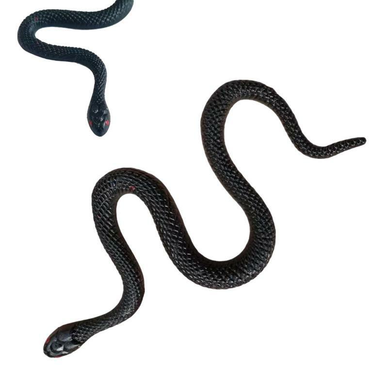 Serpiente de juguete realista para Halloween, serpiente de goma suave TPR negra creativa, accesorios de broma divertidos, bosque de lluvia ligero