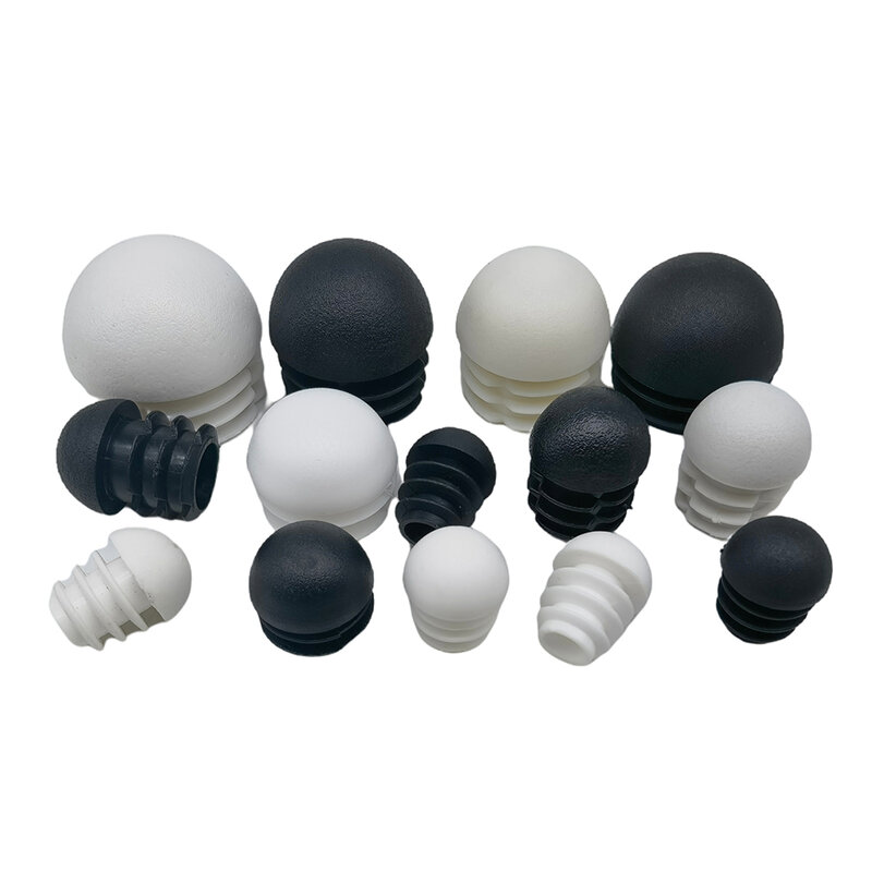2/4/10pcs Black/White Domed Round Plastic Blanking End Caps Chair Feet Tube Pipe Inserts Plug 16/20/28/30/35/38/40/42/45/48/50mm