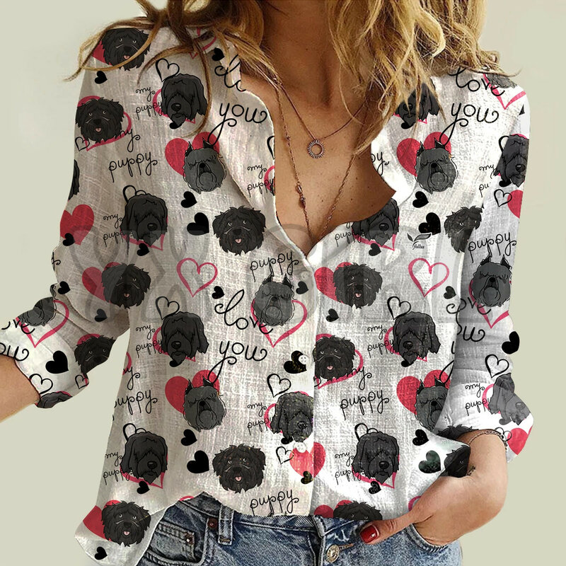 Yx Meisje Dame En Doberman Pinscher Vrouwen Lange Mouwen 3D Gedrukt Button-Down Shirt Casual Unieke streewear