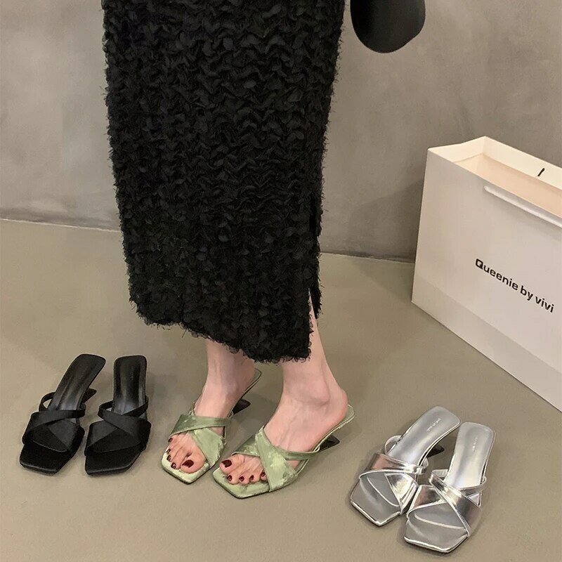 Pantofola da donna estiva di lusso moda elegante Open Toe tacco alto diapositive scarpe da sandalo da donna all'aperto