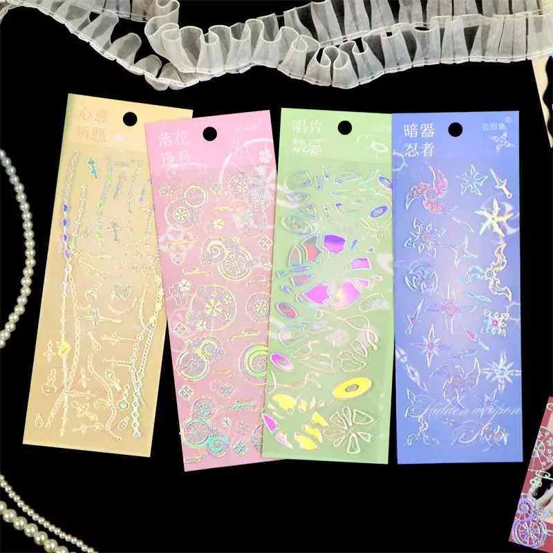ShuuO 3D Heart Star Sticker for DIY Scrapbooking Journaling Supplies Ledger Collage Decoration Material Toploader Sticker