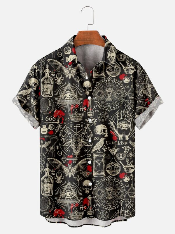 New Hawaiian Shirts For Men's Skull Summer Casual Short Sleeve Y2k High Quality Oversized Streetwear Vintage Beach Tops Clothing