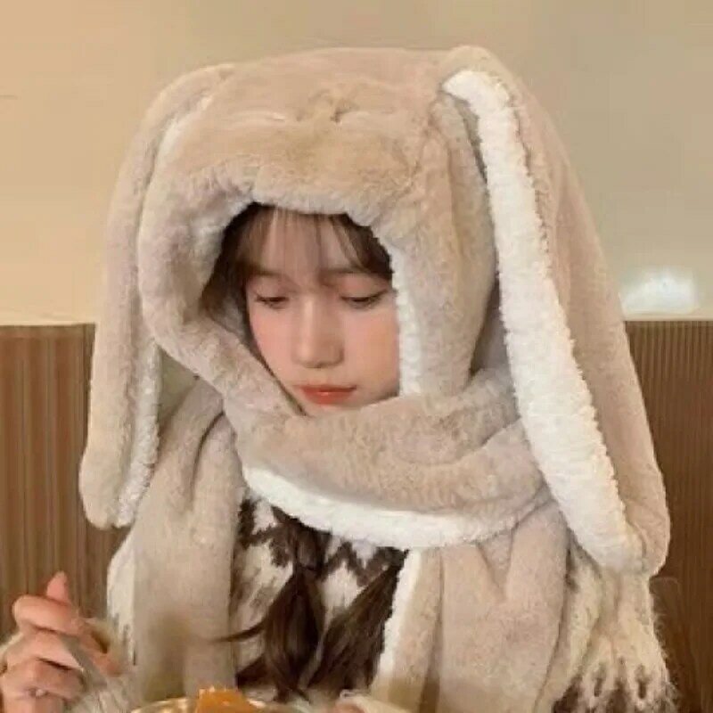 Szalik komplety rękawiczek damskie urocze ucho królika w koreańskim stylu słodkie dziewczęce uszy ochrona szyi zimowe ciepłe swobodny szyk na świeżym powietrzu