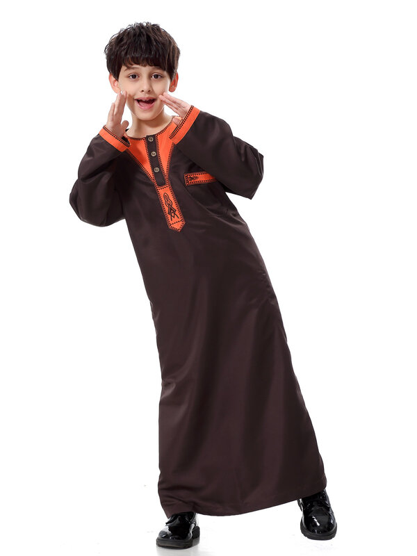 2024 New Muslim Fashion Teenager Clothing Islam Men Summer Winter Kid Ramadan Prayer Elengance Party Arab Boy's Robe Caftan