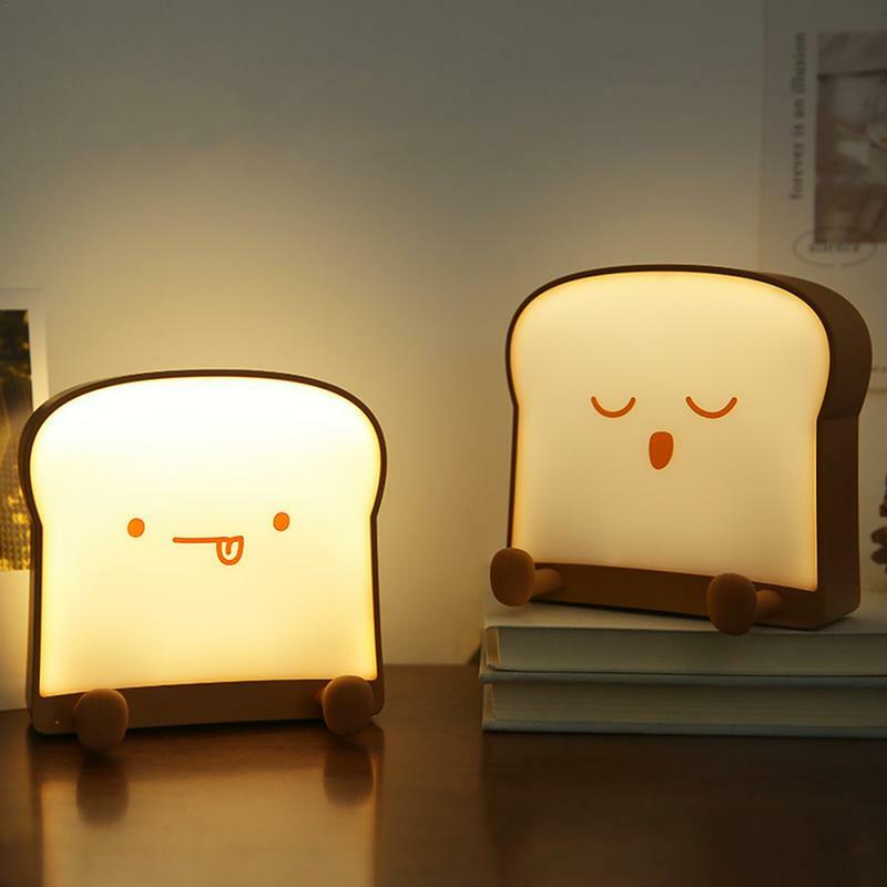 Toast Lamp Cute Night Light With Rechargeable Portable Bedroom Bedside Bed Lamp Birthday Gifts For Girls Boys