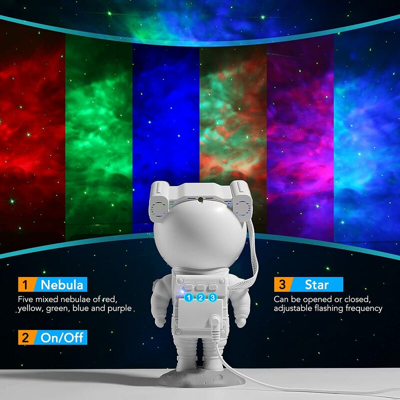 Astronaut Projector Lamp LED Galaxy Star Projector Kids Night Light Nebula Lamp Remote Rotating for Bedroom Home Decoration Gift