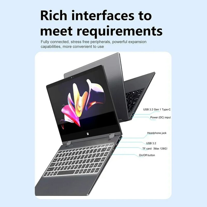 Crelander Z141 Yoga Laptop Intel N100 Processor Ips Touchscreen Ddr4 16Gb 360 Graden Opvouwbare Mini Laptop Tablet Pc Notebook