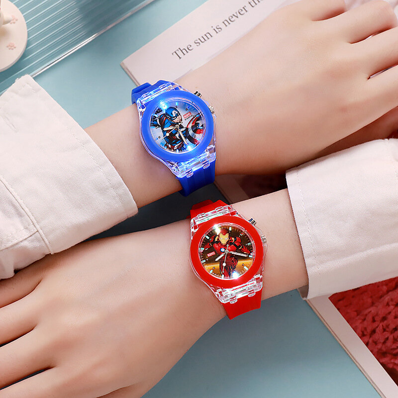 Детские часы с диснеевским Микки, цветные рандомные силиконовые часы для девочек, Эльза, Hello Kitty, детские часы, подарок для мальчиков, женские наручные часы