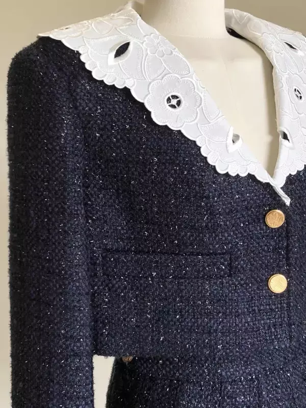 Женский твидовый костюм из двух предметов, винтажный костюм из двух предметов, Куртка и юбка во французском стиле, Осень-зима