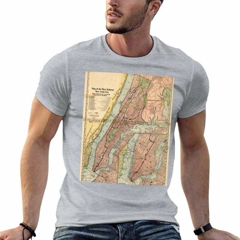 Camiseta Vintage NYC Subway Map (1903) para hombre, Camisa lisa de gran tamaño, personalizada