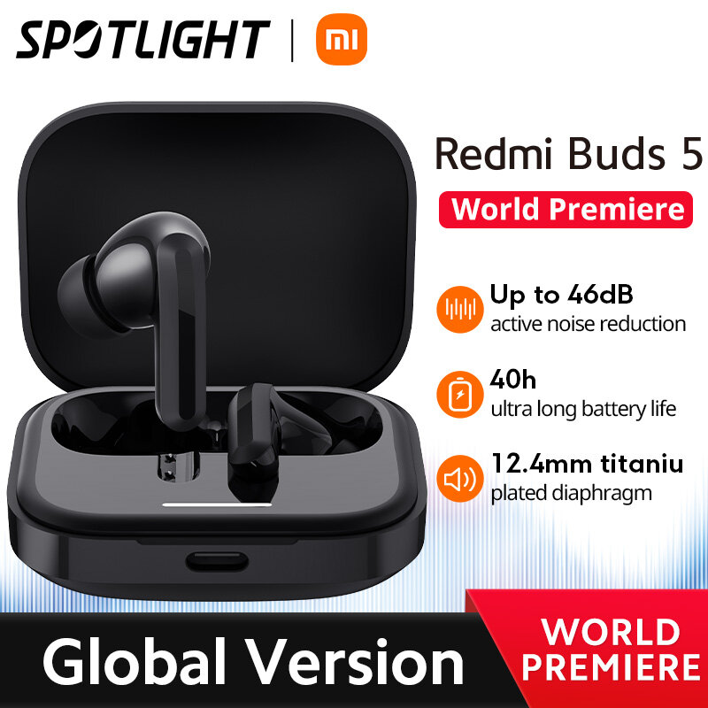 [World Premiere] Global Version Xiaomi Redmi Buds 5 46dB Active Noise Cancellation Up to 40 Hours Dual-device Connectivity