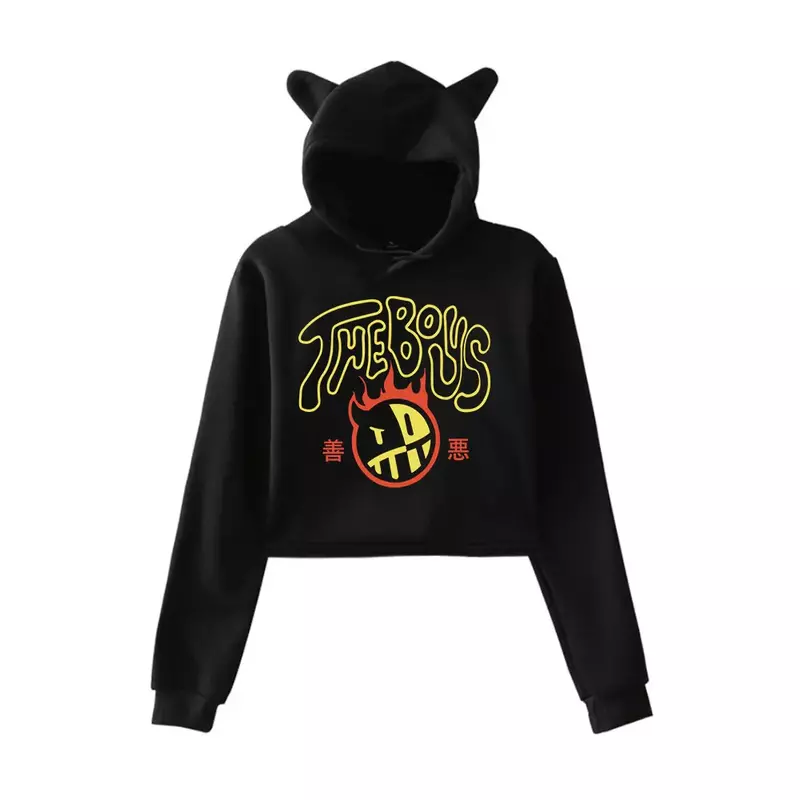 Кроп-топ с капюшоном JoshDub The Boys Good Vs Evil Merch, Укороченный свитшот в стиле Харадзюку, уличная одежда в стиле хип-хоп, пуловер с длинными рукавами, топы