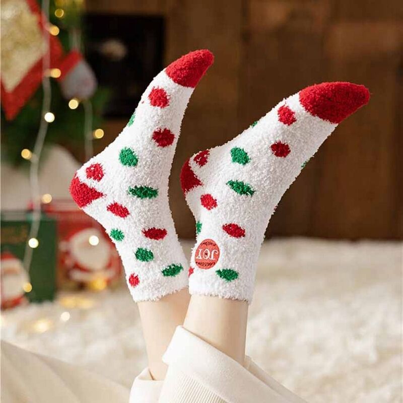 Santa Claus Winter Cartoon Floor Sleep Socks Elk Coral Velvet Socks Women Hosiery Christmas Socks Middle Tube Socks