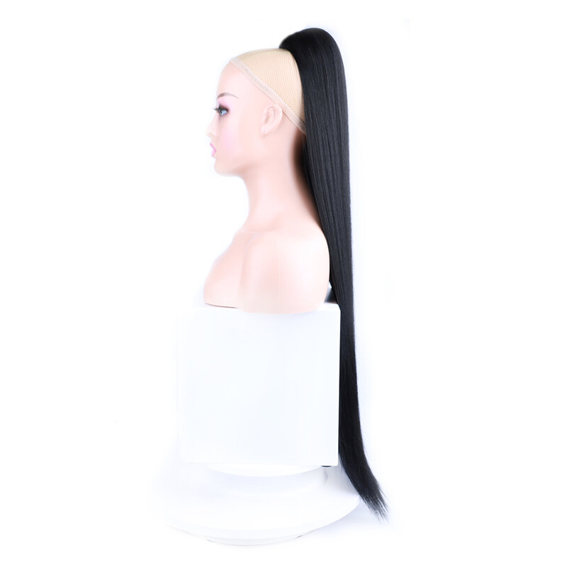 30 Inch Long Straight Ponytail Synthetic Drawstring Ponytail Chip-In Hair Extension Straight Pony Tail For Woman Fake Hairpiece