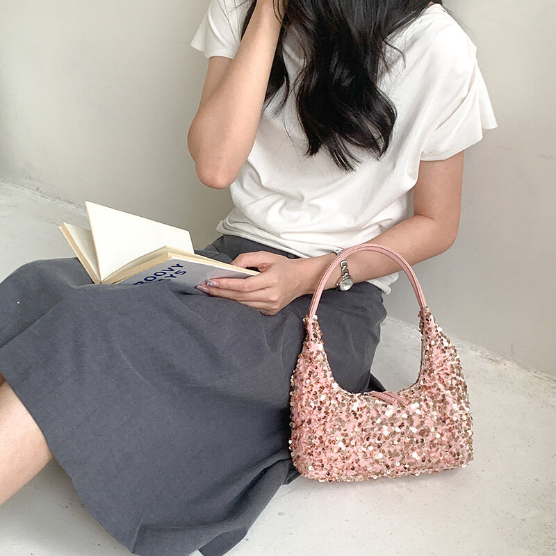 여성용 블링블링 스팽글 숄더백, 2024 Y2K 파티 디자이너, 한국 패션 핸드백 및 지갑, 겨드랑이 가방