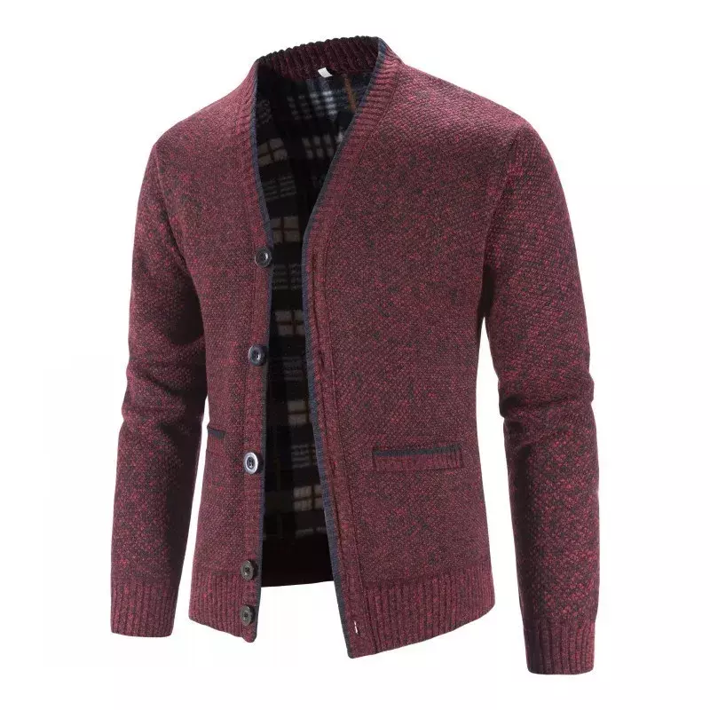 Мужской кардиган, вязаный свитер, пальто, Осень-зима 2023, флисовый теплый однотонный Повседневный вязаный кардиган, куртка, пальто, модная мужская одежда