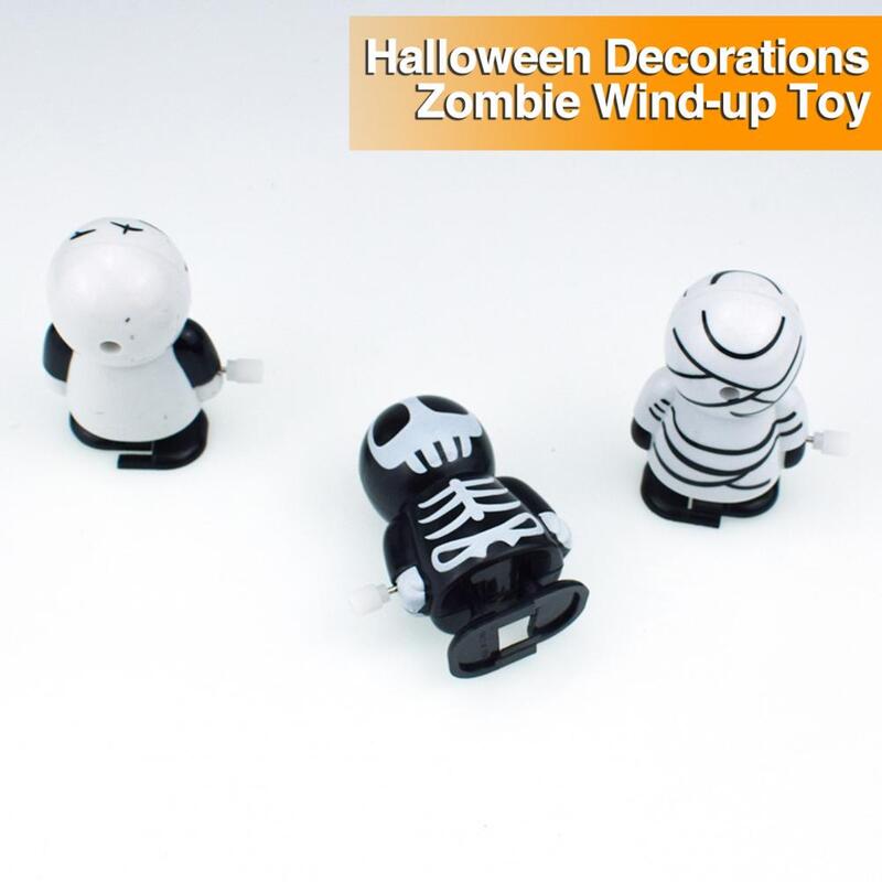 Cute Wind-up Toys Halloween Party Favor Battery-free Walking Skull Zombie Toy Funny Cartoon Figurine for Candy Bags Spooky