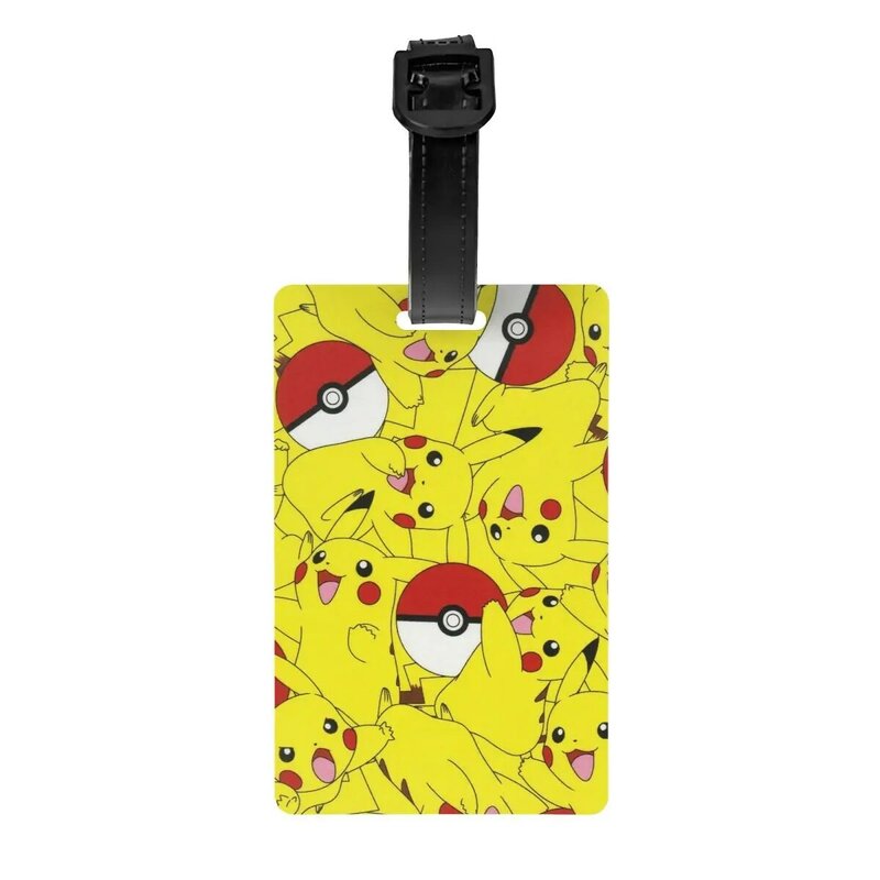Tag bagasi Pokemon Pikachu kustom untuk koper mode Tag bagasi penutup privasi nama kartu ID