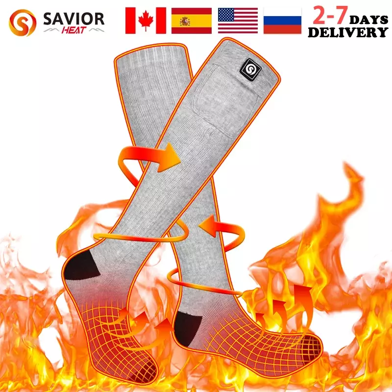 Savior Heat Battery calzini riscaldati elettrici per uomo inverno caldo sport all'aria aperta calzini termici ricaricabili piede donna per il ciclismo