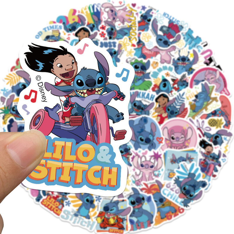 Pegatinas de Lilo Stitch de dibujos animados de Disney para niños, calcomanías de PVC impermeables, para monopatín, equipaje, portátil, 10/30/50 piezas