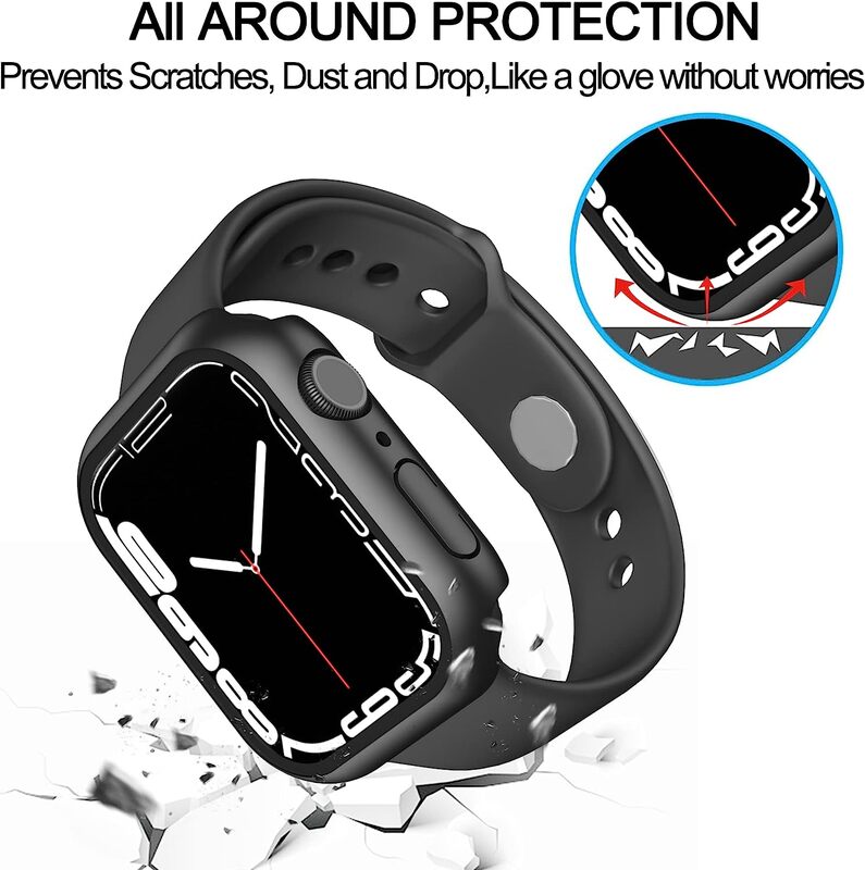 กระจก + เคสสำหรับนาฬิกา Apple, เคสป้องกันหน้าจอ44มม./40มม./45มม./41มม./42มม./38 iWatch Series 4 5 6 SE 7 8อุปกรณ์ป้องกันหน้าจอ Apple นาฬิกา