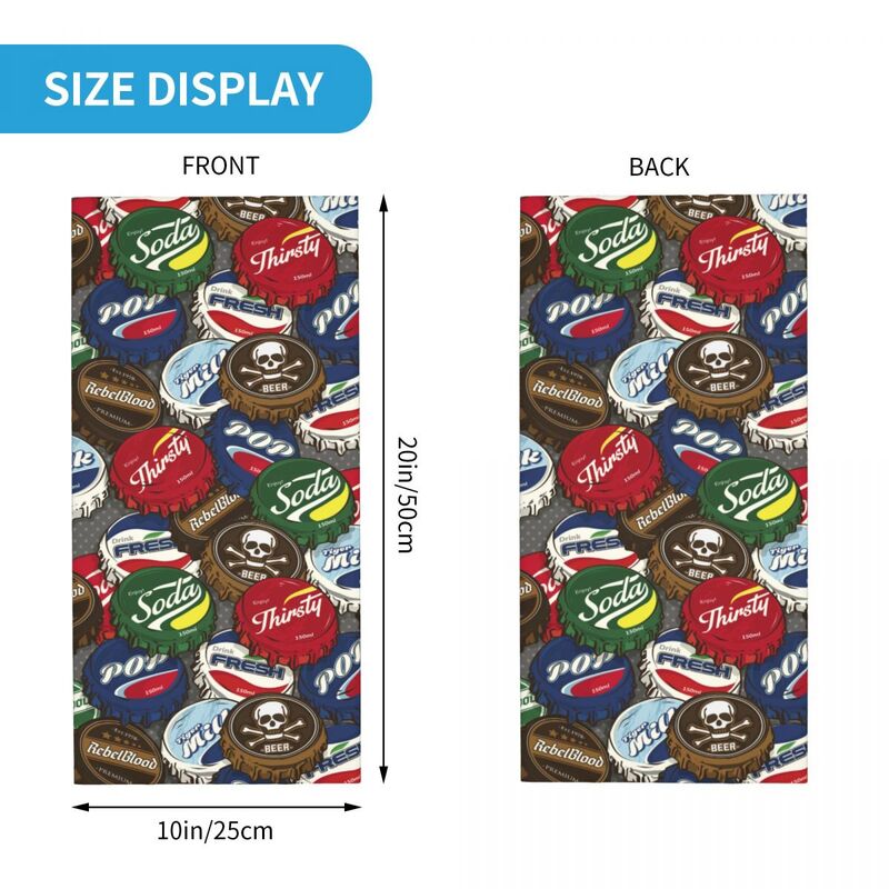 Beer Retro Classic Popular Bottle Caps Bandana Neck Gaiter Printed Wrap Scarf Warm Face Mask Cycling for Men Women Windproof