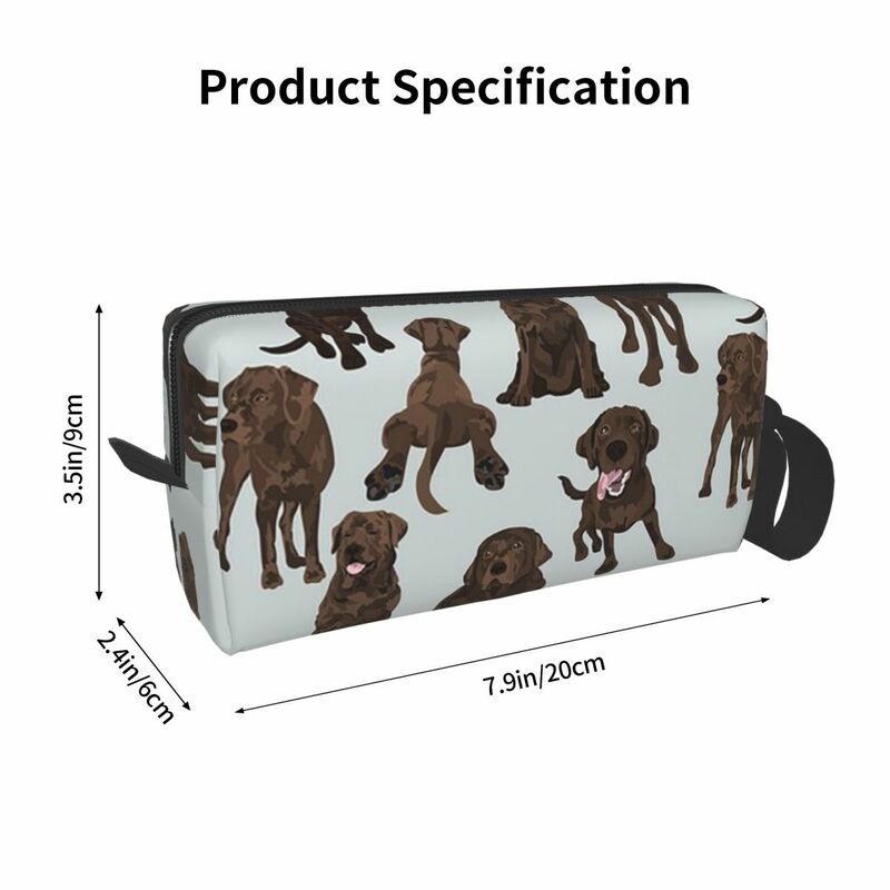 Chocolate Labrador Makeup Bag para Mulheres, Organizador de Cosméticos, Kit Dopp, Saco de Higiene Pessoal, Beleza, Travel Pencil Case