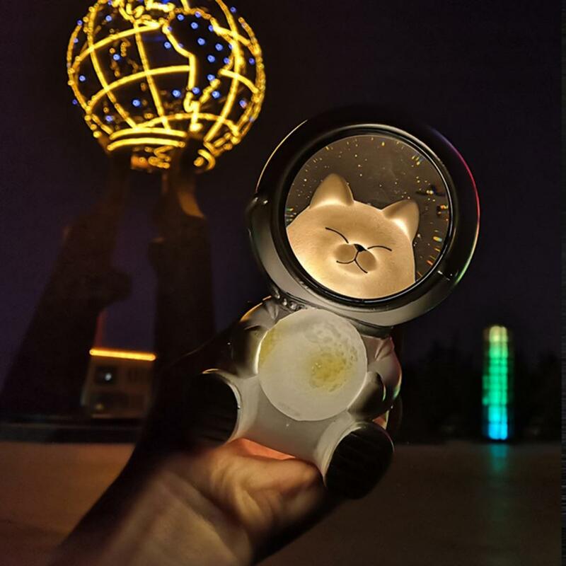 Resina Adorável Gato Astronauta Luz Noturna LED, Lâmpada de Mesa Urso Dos Desenhos Animados, Quarto Infantil, Mesa De Festa Em Casa, Luz Decorativa