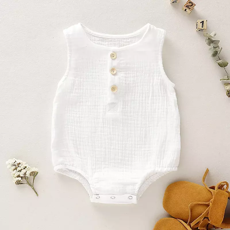 Sommer Kind Baby Jungen Mädchen Strampler Musselin Sleeveless Neugeborenen Strampler Mode Baby Kleidung