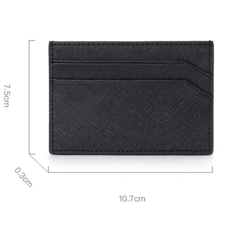 حامل بطاقة عمل Saffiano من الجلد الطبيعي ، تصميم بسيط راقي ، مشبك نقدي واحد ، 4 أوضاع بطاقة
