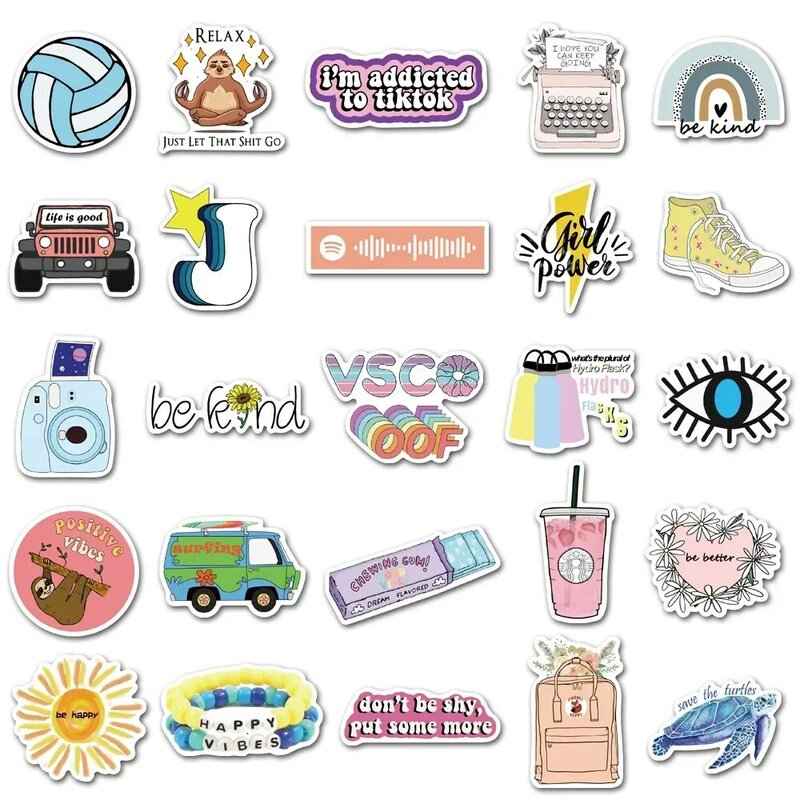 50PCS INS Style Girl Love Small Fresh VSCO Stickers Mobile Phones Guitars Scrapbooking Water Cup Waterproof Stickers