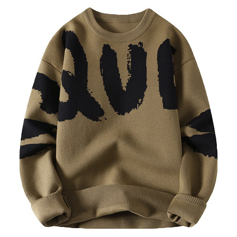 Suéter grueso para hombre, jersey de manga larga con estampado de letras grandes, a la moda, primavera y otoño, novedad de 2023