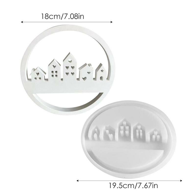 House Molds Silicone Architectural Silhouette Mold House Shape Silhouette Candle Mold Round Resin Construction Circle Mold