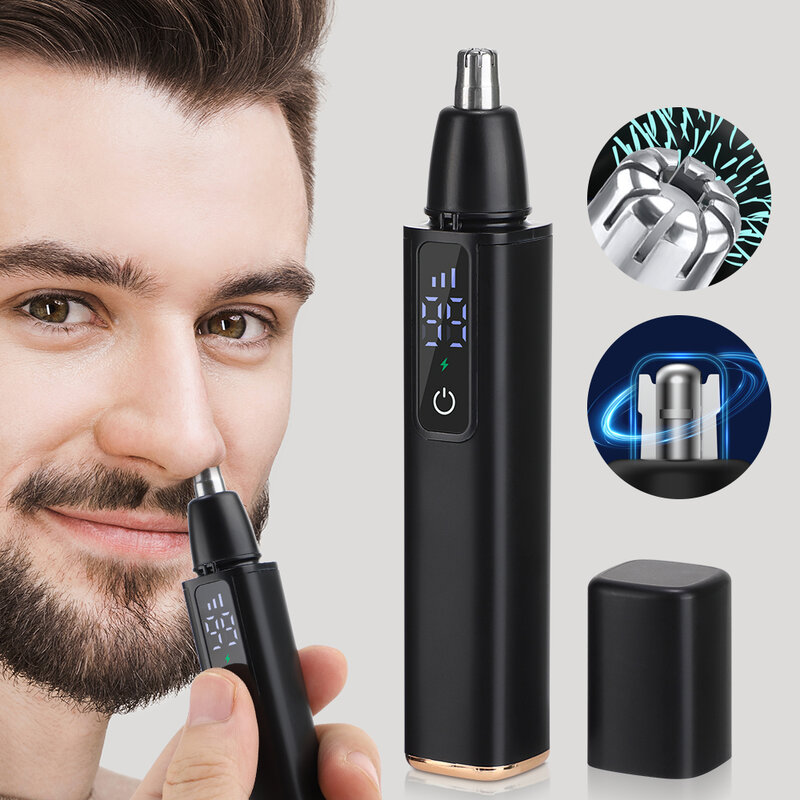 Aparador elétrico do cabelo do nariz para homens, USB recarregável, digital, multifuncional, barbeador da cara, sobrancelhas, removedor do cabelo, lâmina