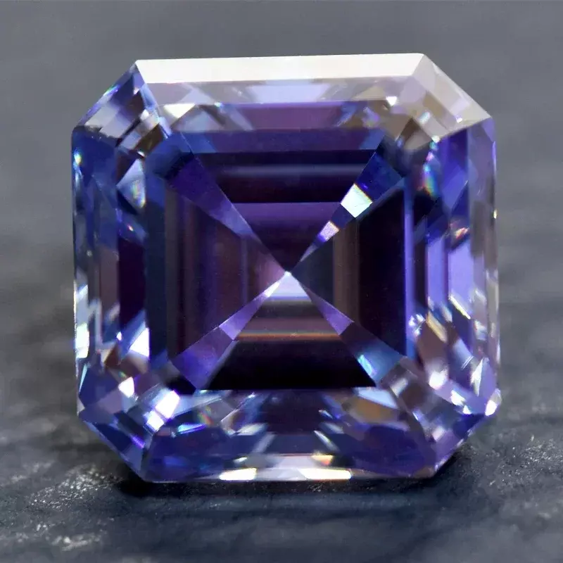 Moissanite Steen Lavendel Kleur Asscher Gesneden Geavanceerde Sieraden Materiaal Pass Diamant Tester Voor Juweel Maken Met Gra Certificaat