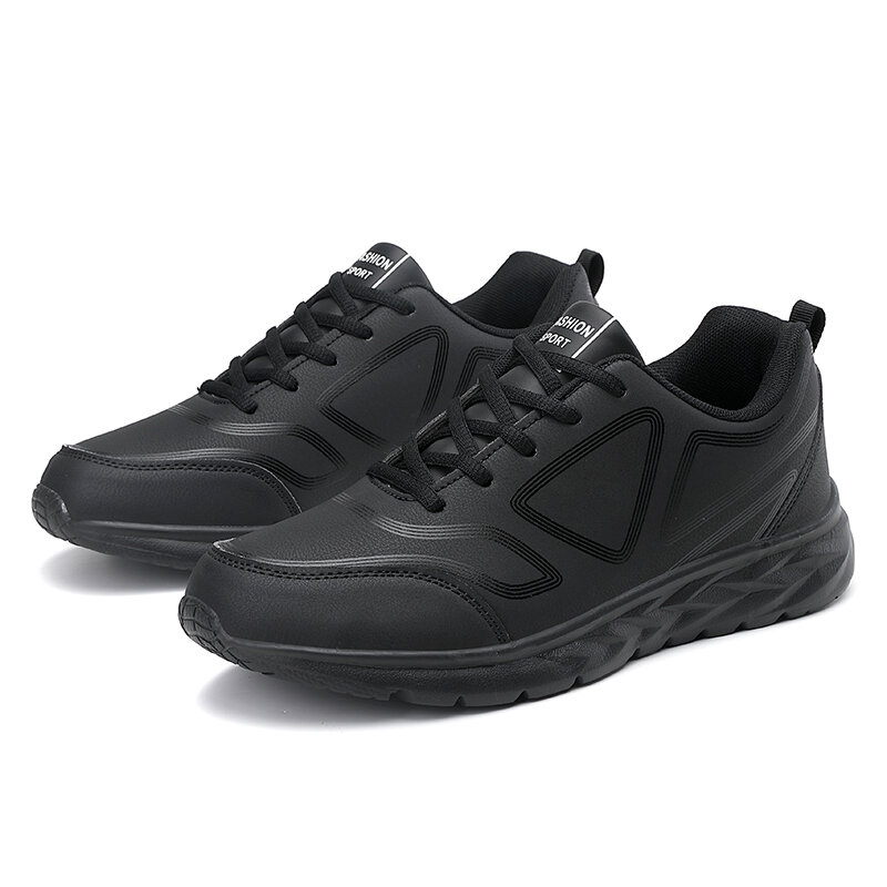 Men Sneakers Casual Shoes Flats Shoe Lightweight Leather Shoe Mens Black Sports Shoes Indoor Outdoor Walking Shoe Male Sneakers