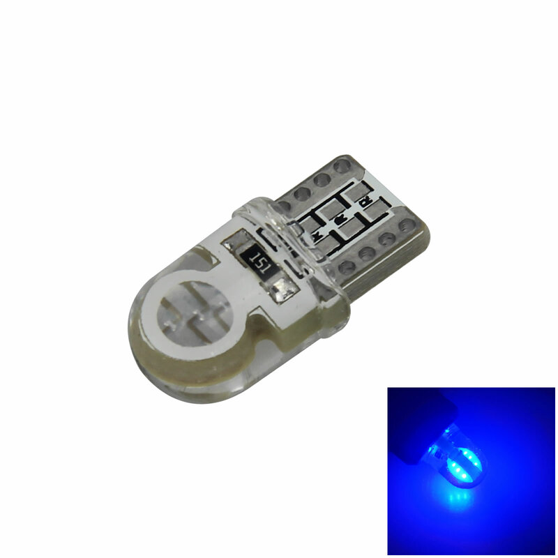 Bombilla de silicona para aparcamiento, luz de cuña T10 W5W, 1 COB LED 657 1250 Z2753, color azul