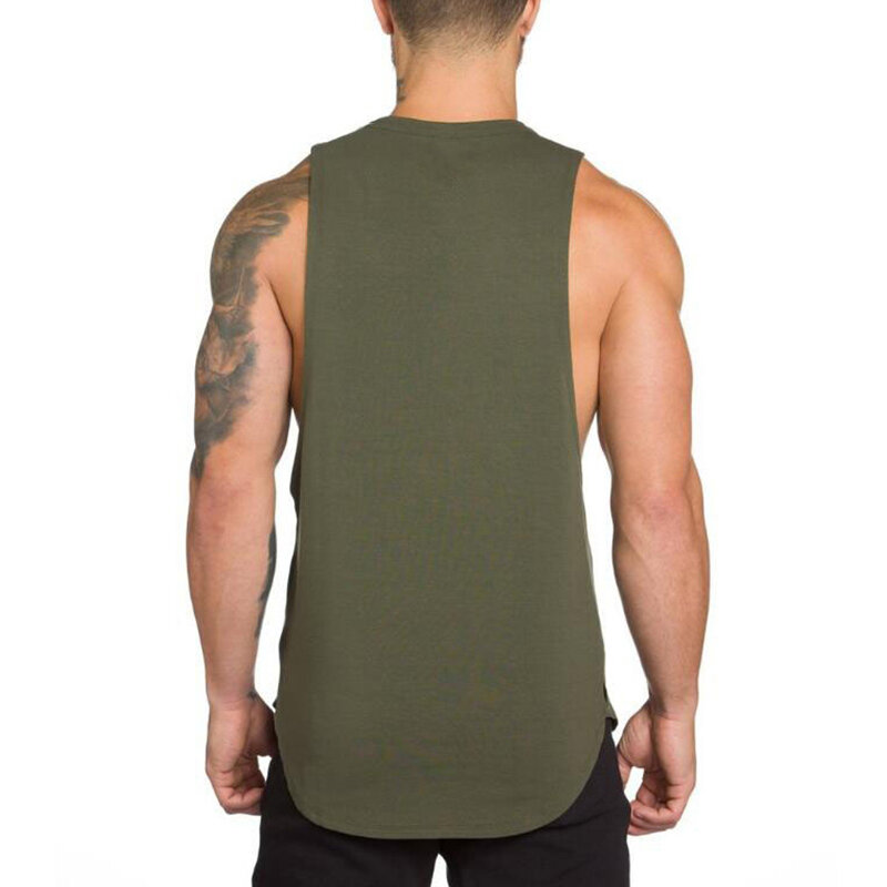 Gym Fitness Running Tank Tops Men Bodybuilding Sleeveless T-Shirt Summer Breathable Loose Cotton Vest Workout Muscle Singlets
