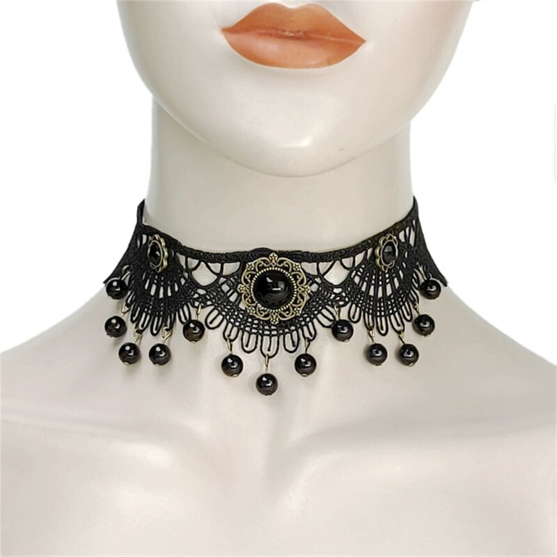 Blumen-Spitze-Choker-Halskette, schwarze hohle Spitze-Halskette, verstellbarer Choker, Drop-Versand