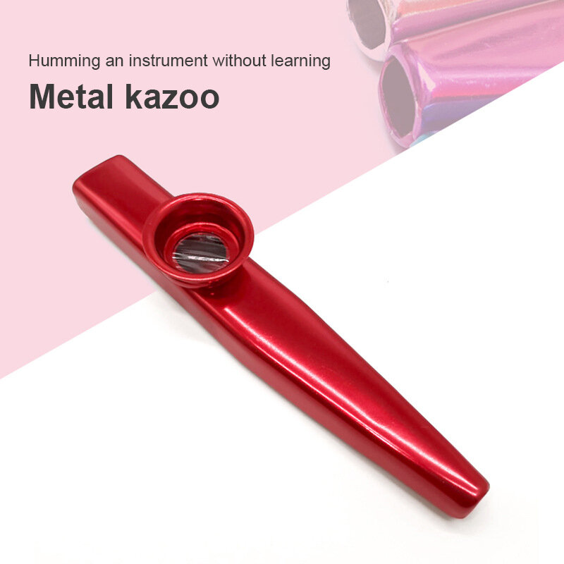 Kazoo logam baru portabel ringan untuk instrumen suling pemula pecinta musik instrumen tiup teman baik untuk gitar