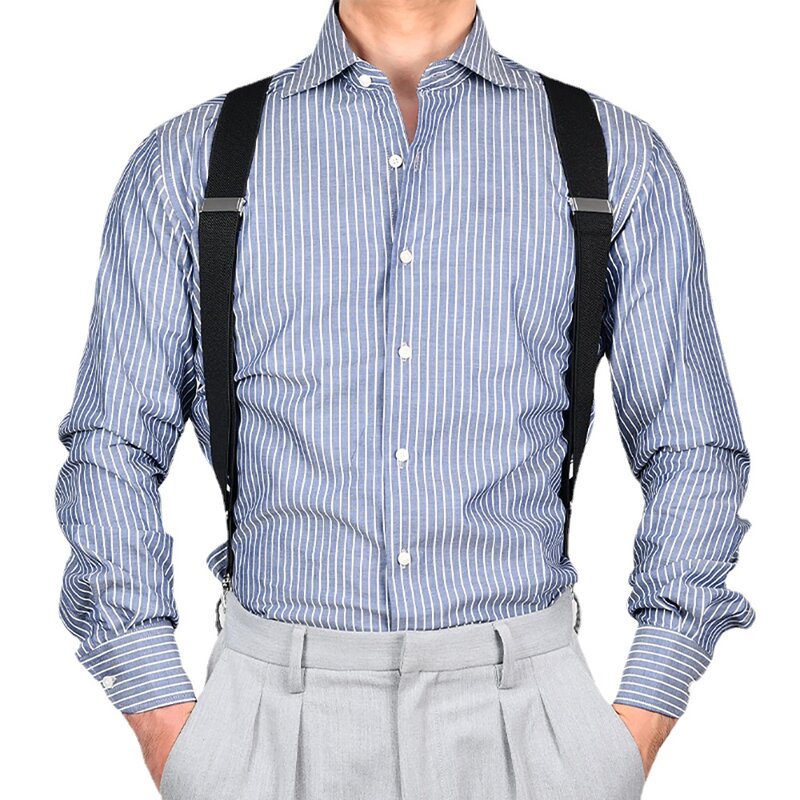 ปรับ Hip-Clip Suspenders สำหรับผู้ชายด้านข้างคลิปสไตล์กว้าง3.5ซม.ขนาดใหญ่สูงกางเกง Braces เข็มขัดของขวัญพ่อ